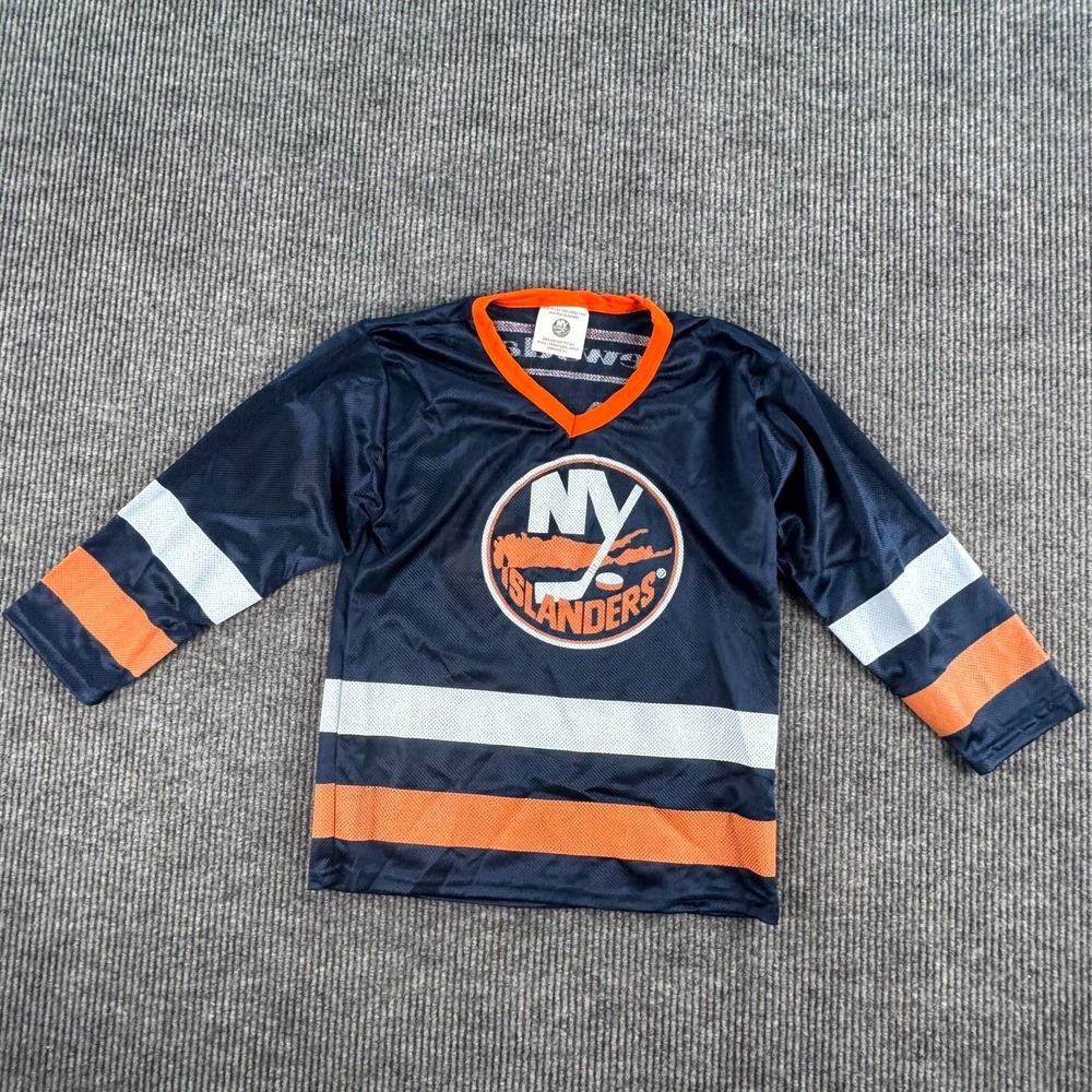 Vintage New York Islanders Hockey Jersey Kids One Size Blue Orange NHL USA